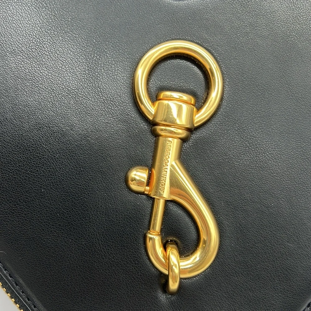 Rebecca Minkoff Heart Crossbody Bag Black Gold Silver - Picture 2 of 16